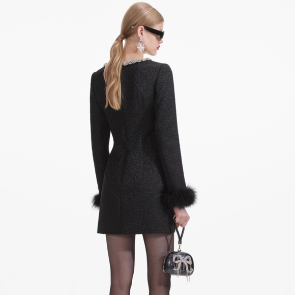 self-portrait Black Textured Metallic Mini Dress Size:US8 - MSRP $670 - NWT - Picture 3 of 9